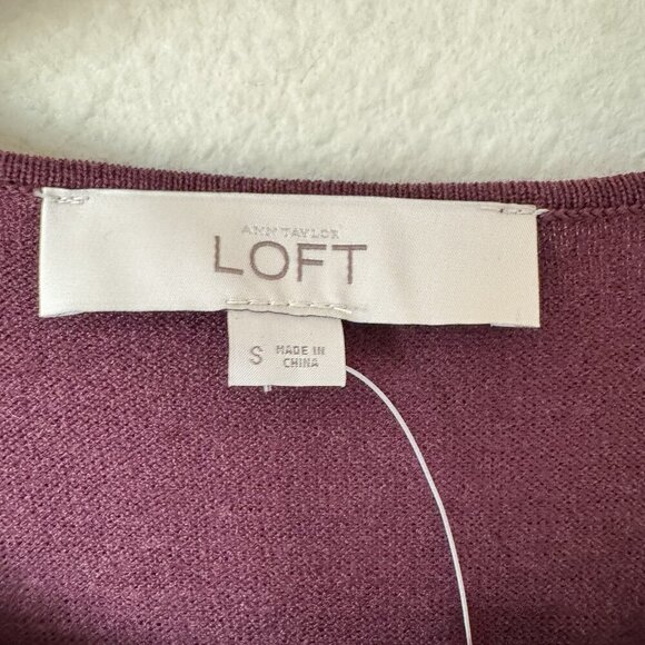 Loft Peplum Sweater Purple Size Small Ribbed New Plum Business Casual - Picture 4 of 7